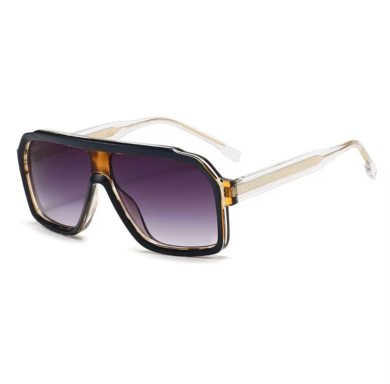 SQUARO Oversized Shield Sunglasses – Yellow Tea Gradient Lens, Square Flat-Top Frame, UV Protection