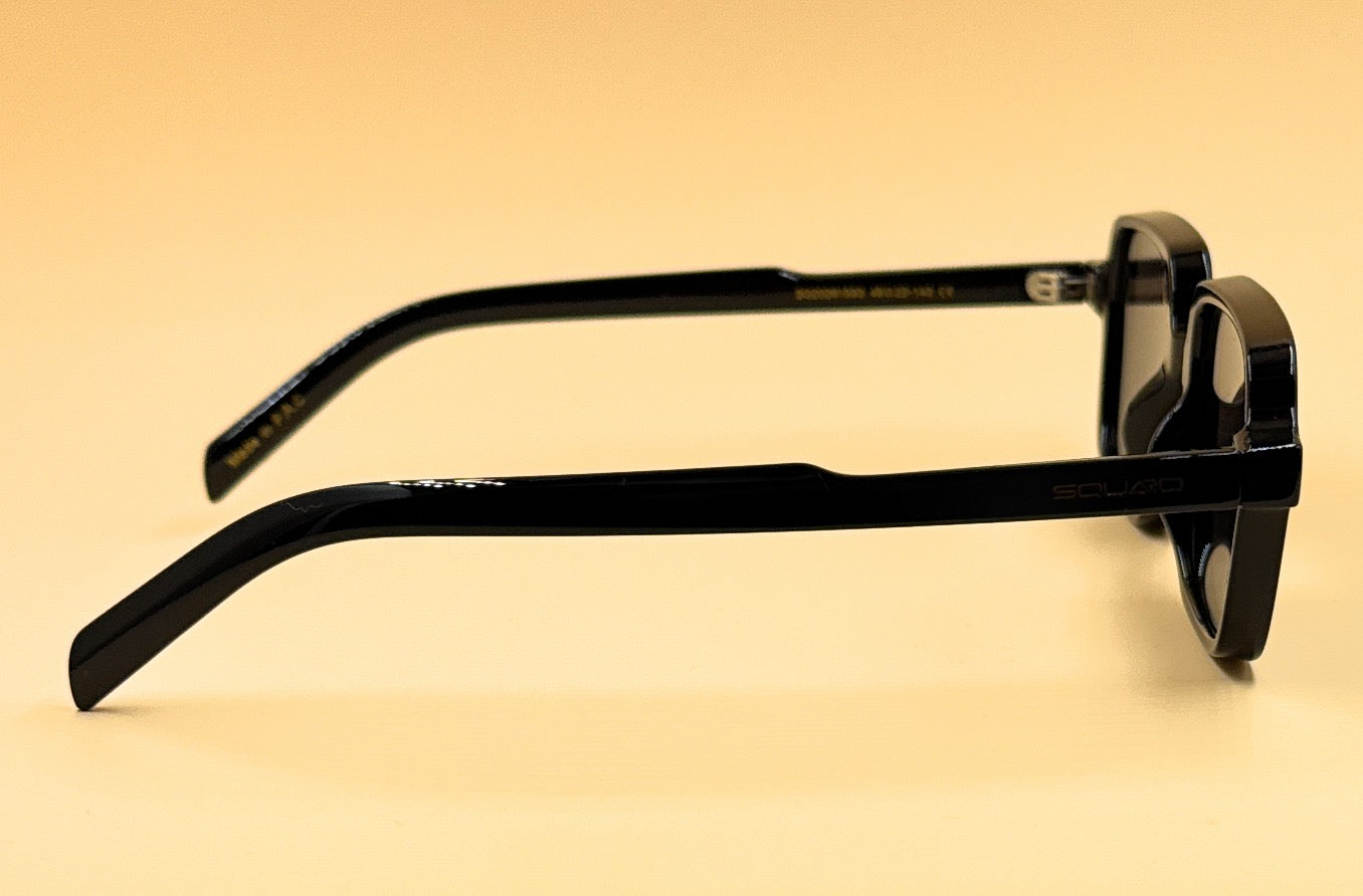 SQUARO SQ20261583 Rectangular Unisex Sunglasses – Classic Black Frame with Durable Flex Hinges
