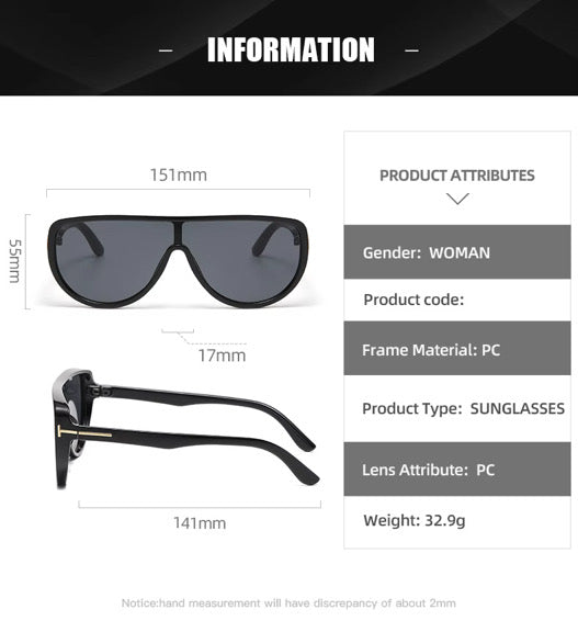 SQUARO Oversized Shield Sunglasses for Women – Glossy Black Frame with Gradient Smoke Lenses | SQ20261584