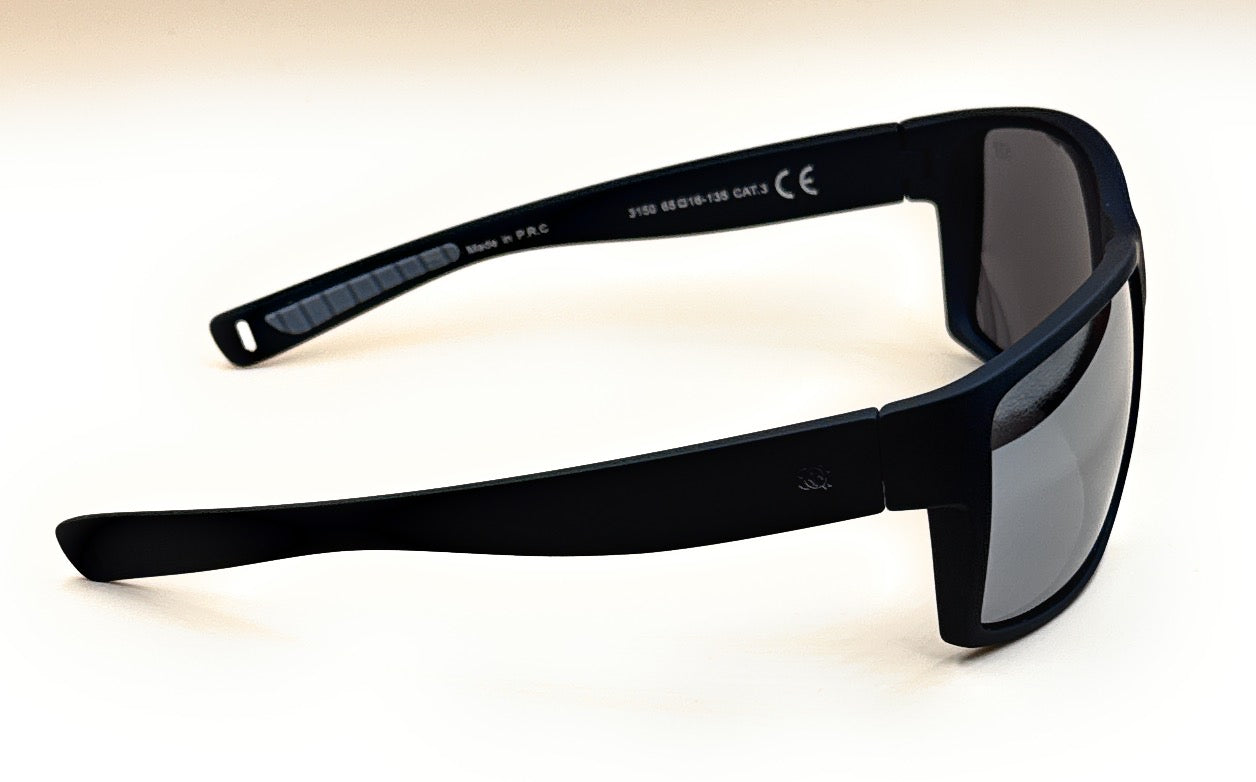 SQUARO 3150 Polarized Sport Sunglasses for Men – Matte Black Frame with Revo Polarized Lenses | UV400 Protection