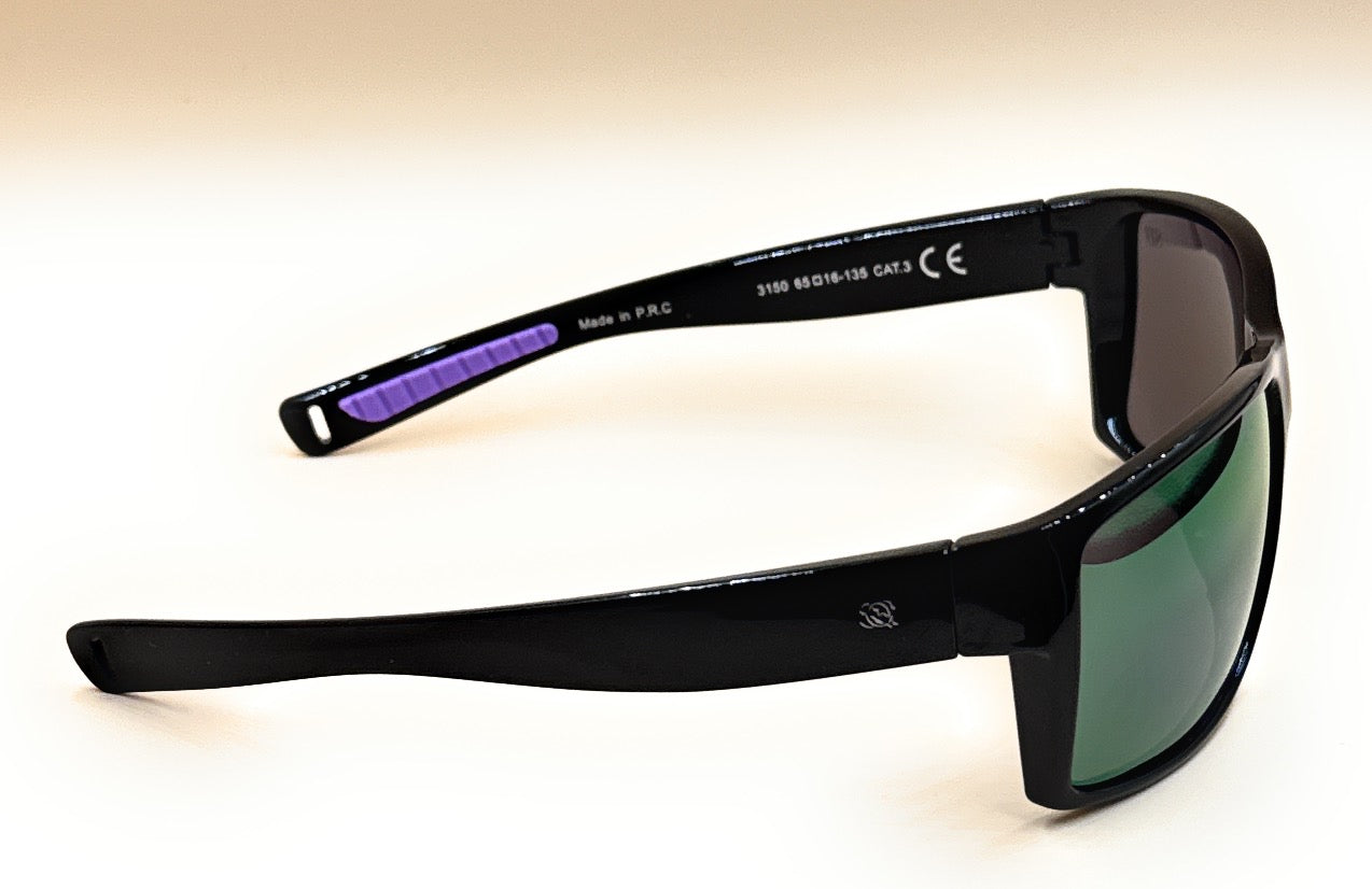 SQUARO 3150 Polarized Sport Sunglasses for Men – Matte Black Frame with Revo Polarized Lenses | UV400 Protection