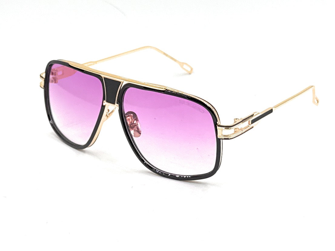 Squaro Plaid Accent Oversized Square Sunglasses –Black Frame with gold Gradient gray Lenses  Over size SQ20251571