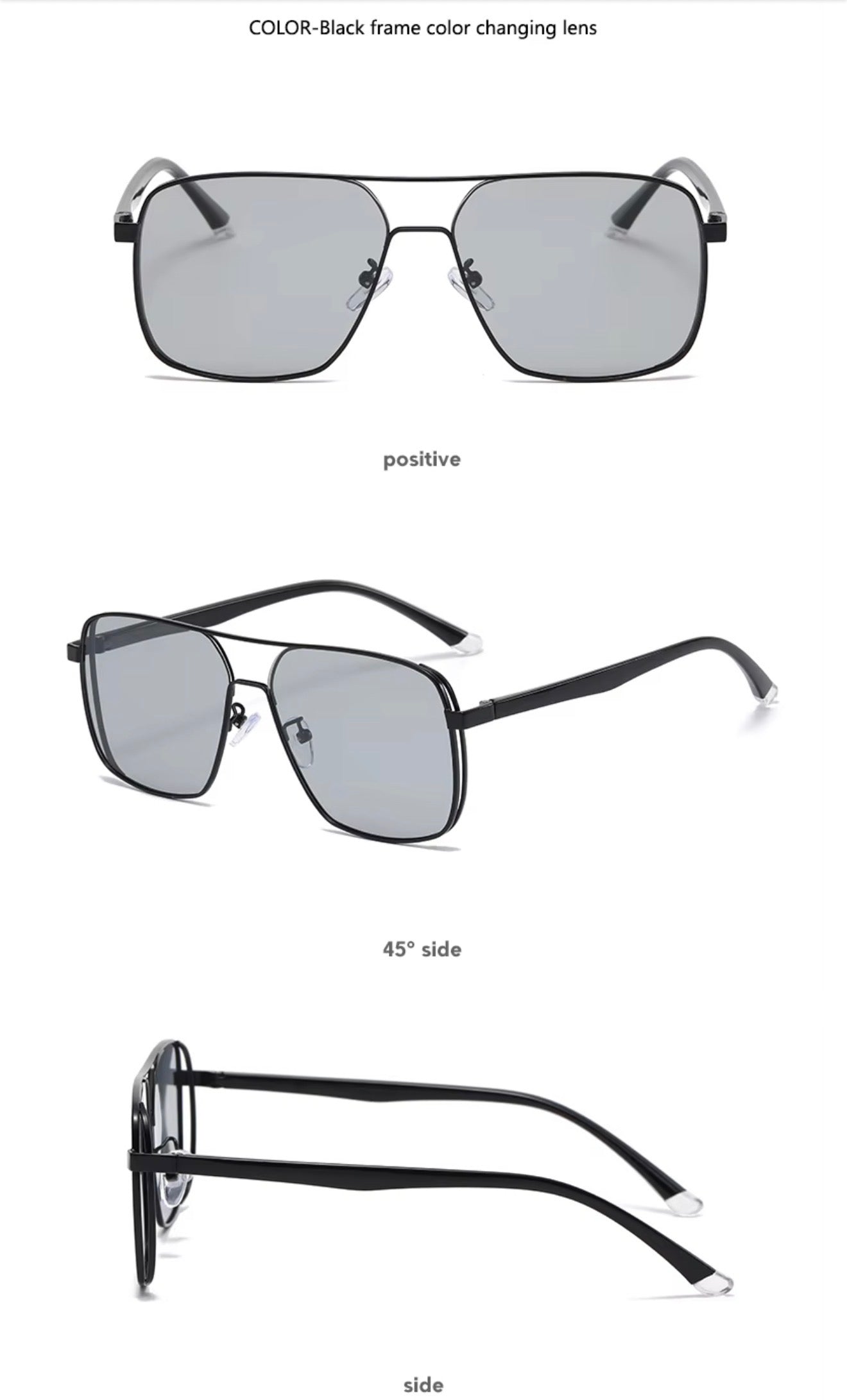 SQUARO Polarized Photochromic Aviator Sunglasses – TR90 + Metal Frame | UV400 Protection High Quality Light weight SQ20261611Square
