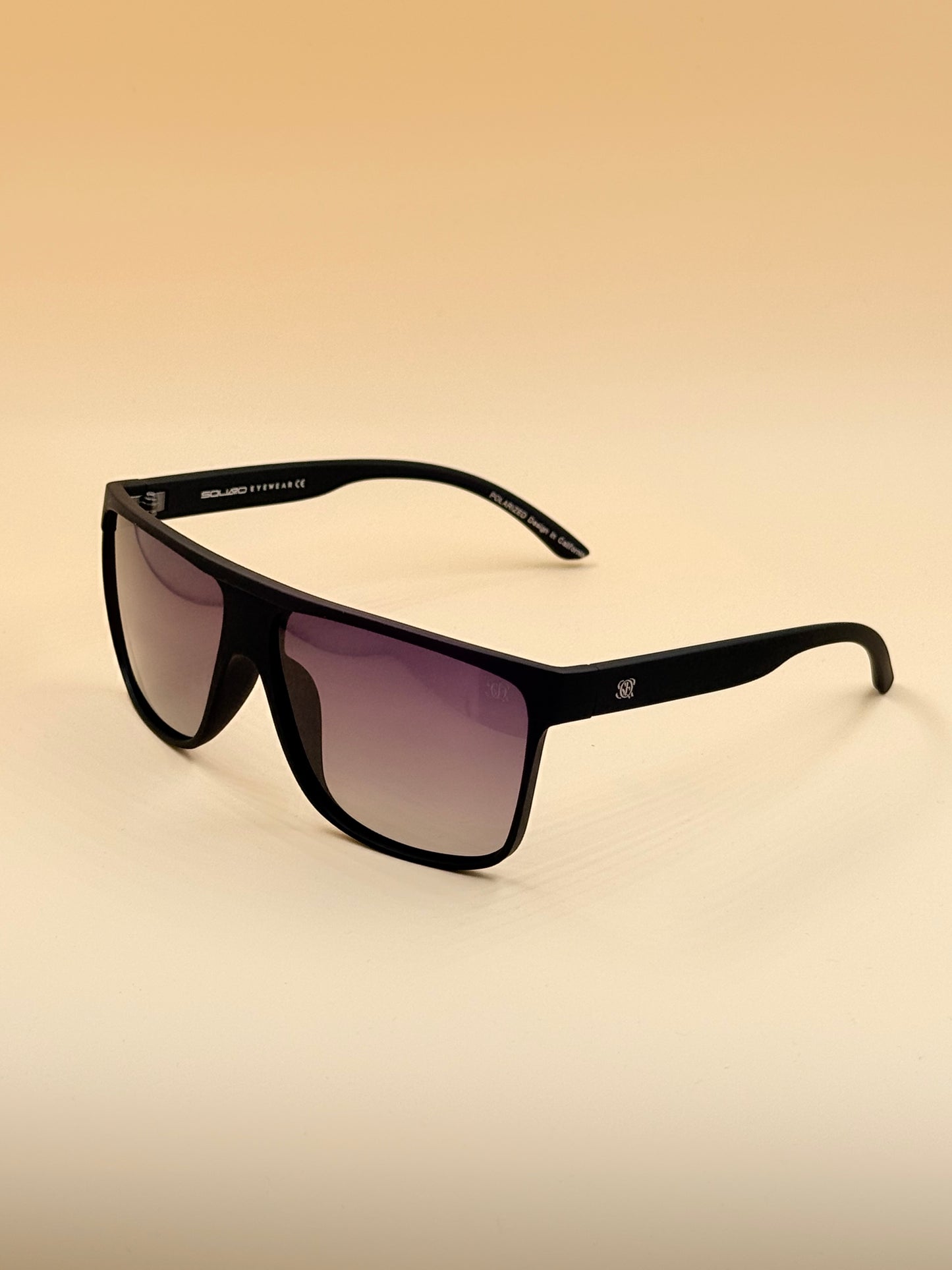 SQUARO TAC Polarized Sunglasses – Matte Black Frame with Soft Touch Rubber Coating | Premium UV400 Protection SQ20261591 61#20-135