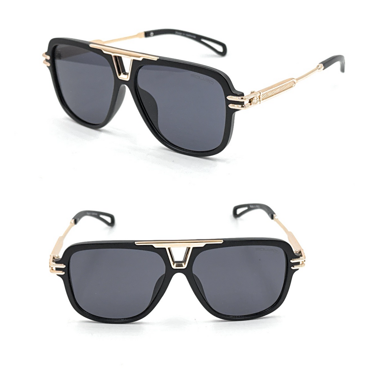 Squaro Plaid Accent Oversized Square Sunglasses – Black Frame with Gradient Brown Lenses      SQ20251570