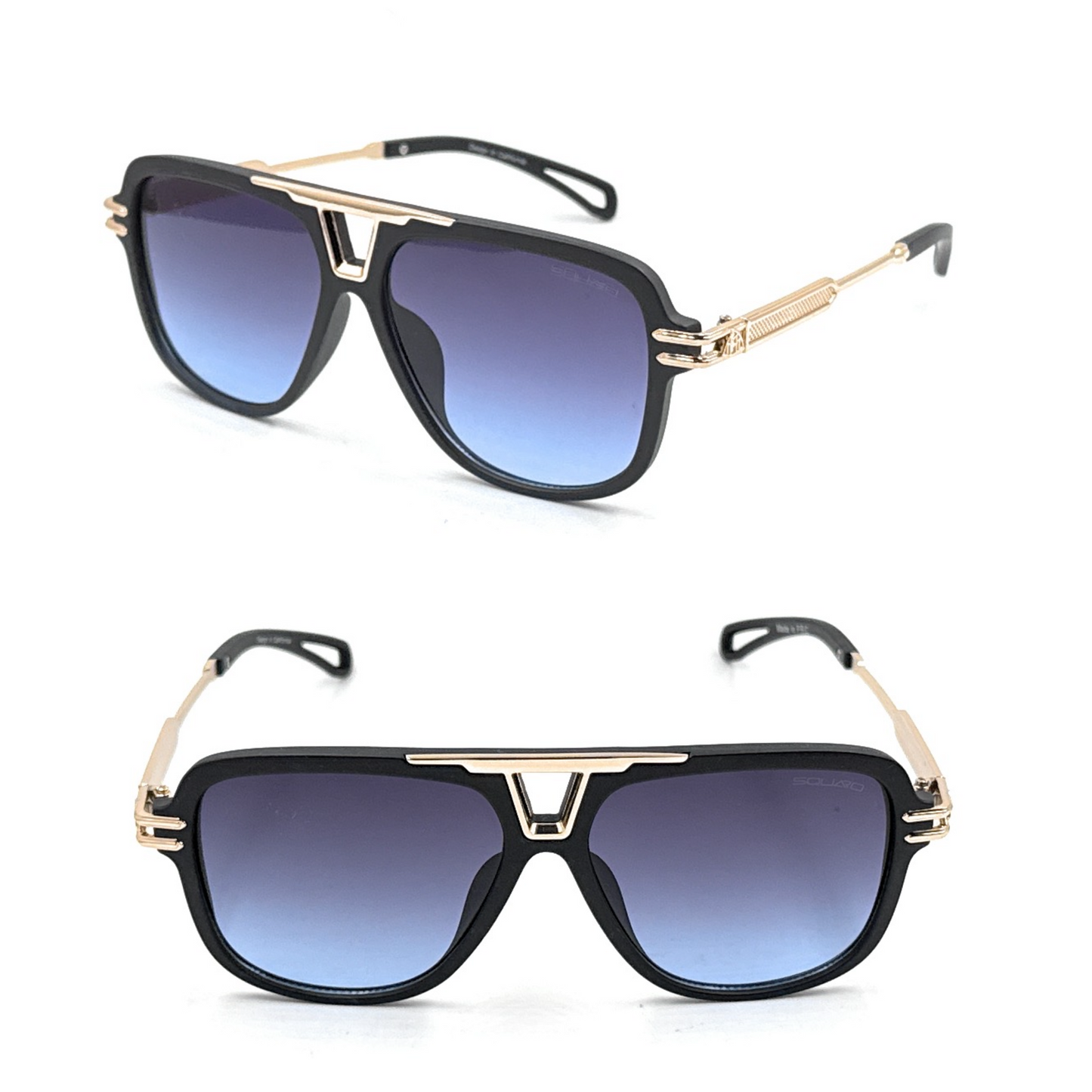 Squaro Plaid Accent Oversized Square Sunglasses – Black Frame with Gradient Brown Lenses      SQ20251570