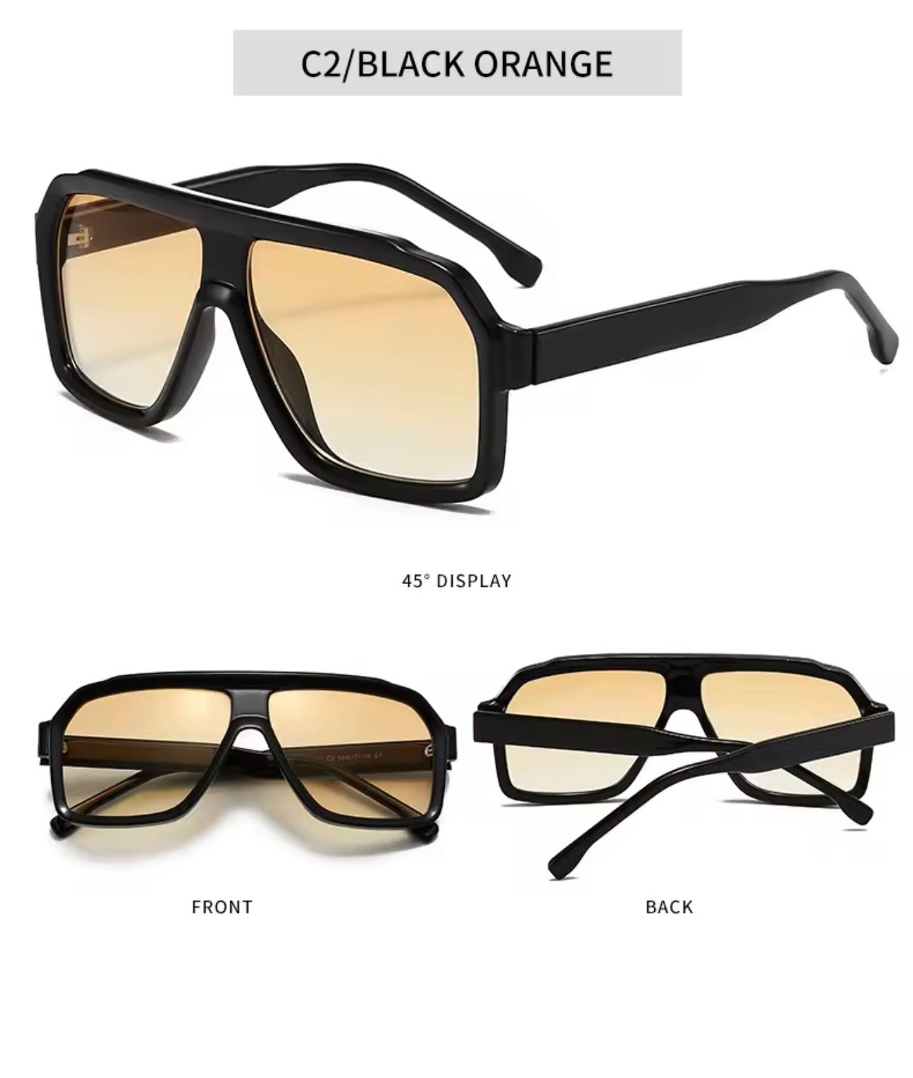 SQUARO Oversized Shield Sunglasses – Yellow Tea Gradient Lens, Square Flat-Top Frame, UV Protection
