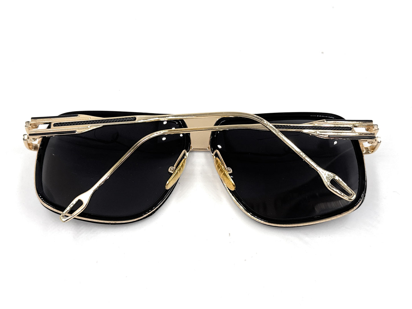 Squaro Plaid Accent Oversized Square Sunglasses –Black Frame with gold Gradient gray Lenses  Over size SQ20251571