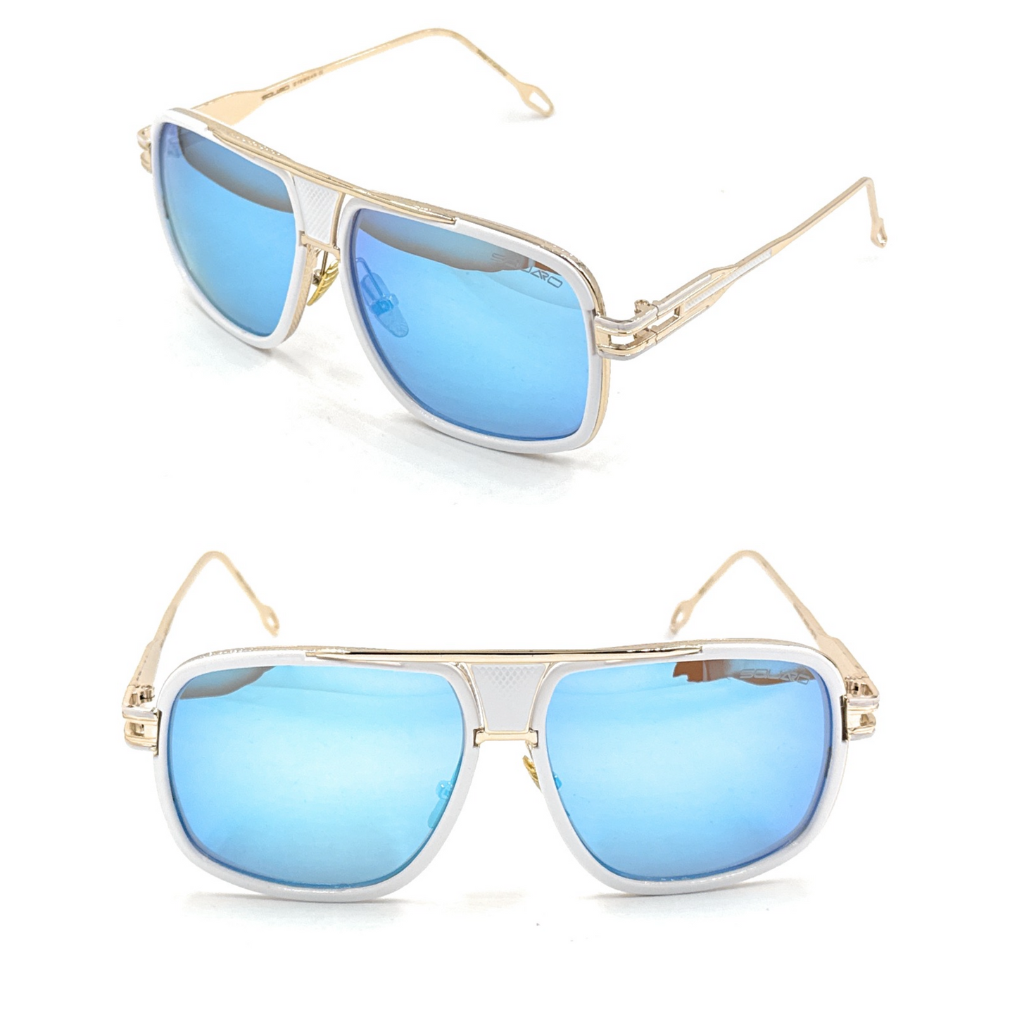 Squaro Plaid Accent Oversized Square Sunglasses –Black Frame with gold Gradient gray Lenses  Over size SQ20251571