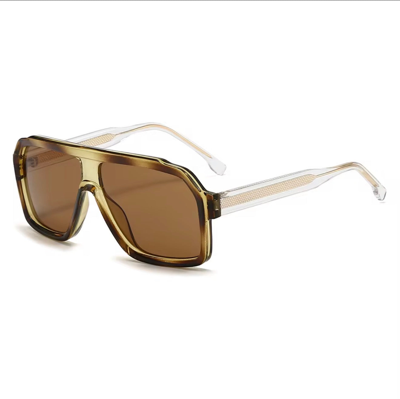 SQUARO Oversized Shield Sunglasses – Yellow Tea Gradient Lens, Square Flat-Top Frame, UV Protection