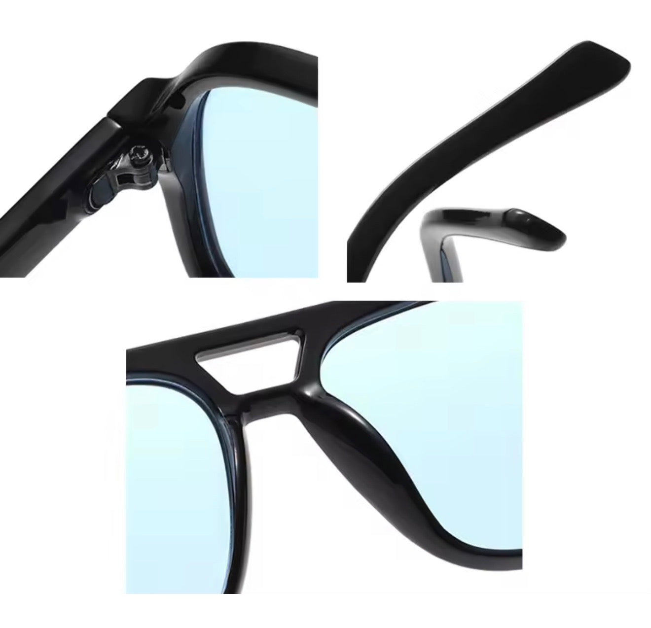 SQUARO SQ20261585 Oversized Square Sunglasses – Black premium PC Frame with Gradient Smoke Lenses