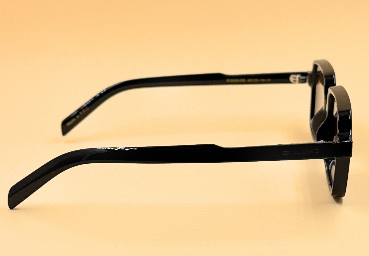 SQUARO SQ20261583 Rectangular Unisex Sunglasses – Classic Black Frame with Durable Flex Hinges