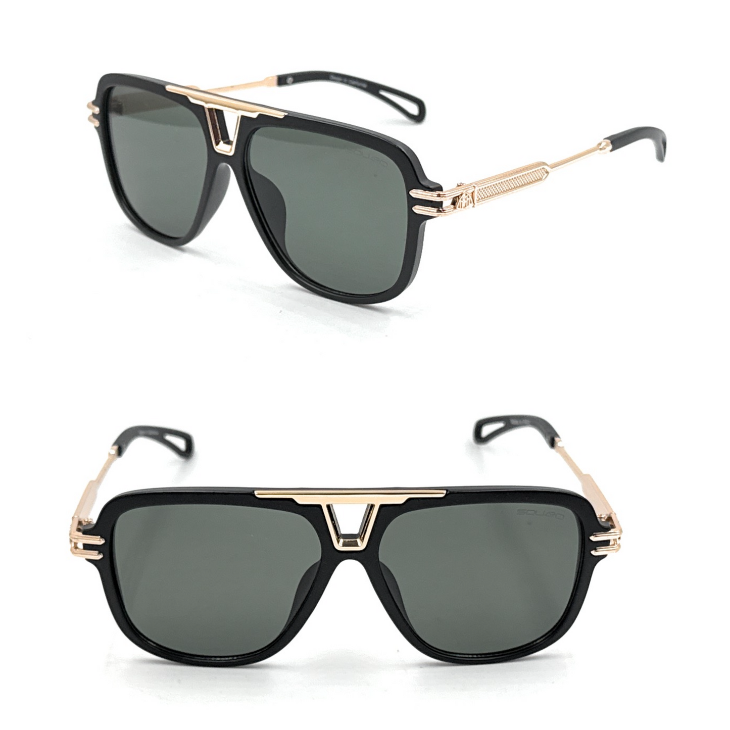 Squaro Plaid Accent Oversized Square Sunglasses – Black Frame with Gradient Brown Lenses      SQ20251570