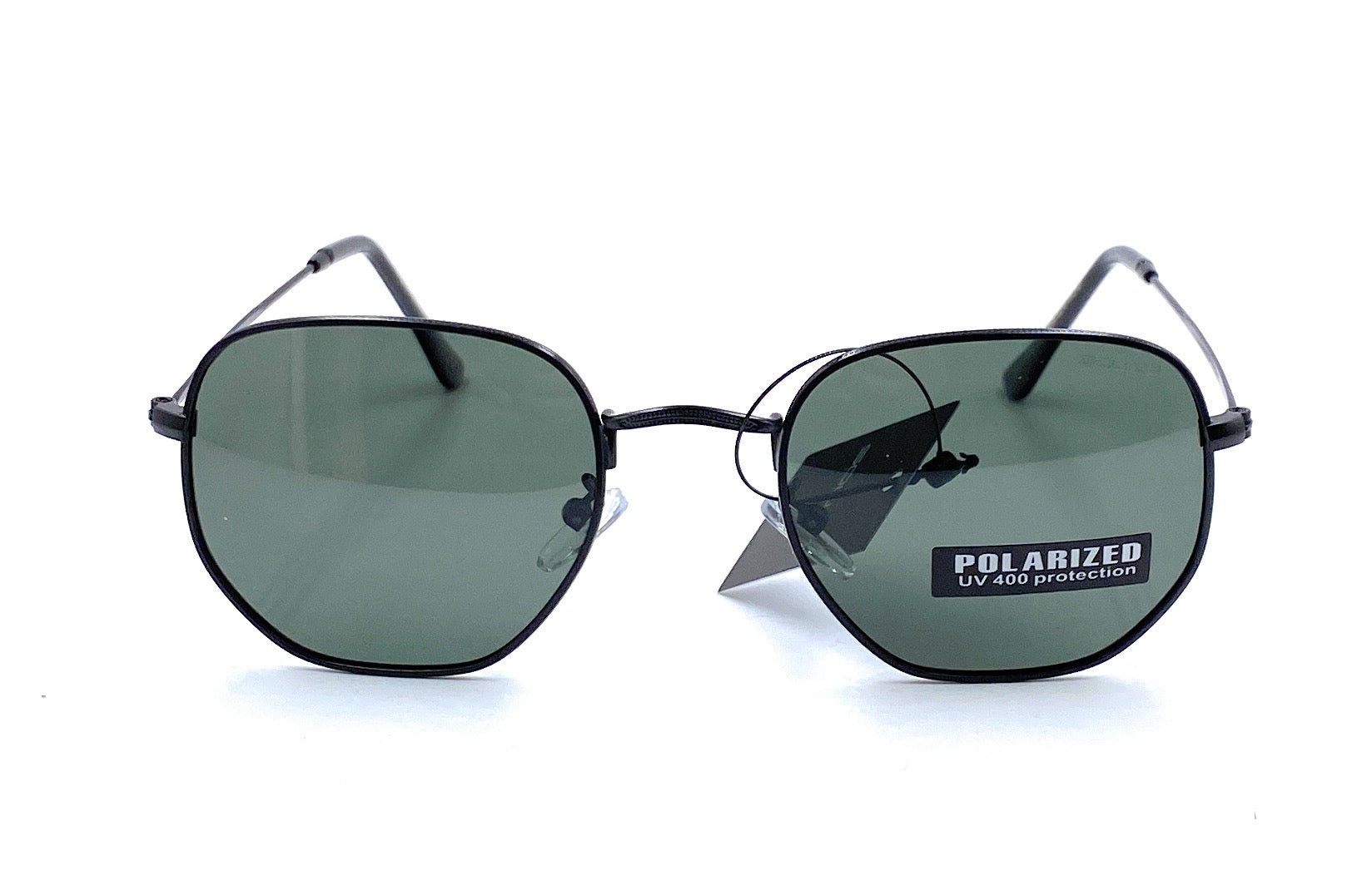 Round Polarized Sunglasses Women Men Driving Fashion Fishing Running UVB- UVA %100 UV Protection SQ1516 Black with The Green Lenses