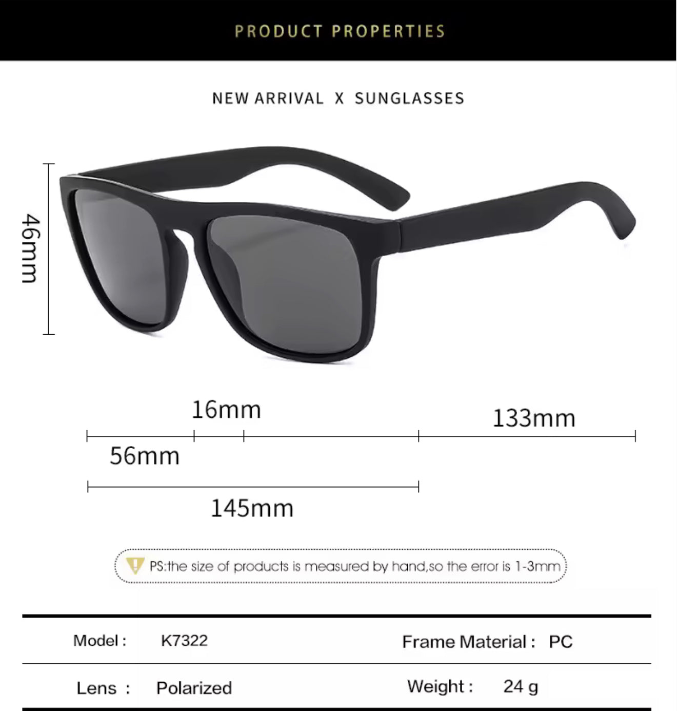 SQUARO Matte Black Polarized TAC Sunglasses – Blue Mirror Lenses with UV400 Protection               SQ20251532