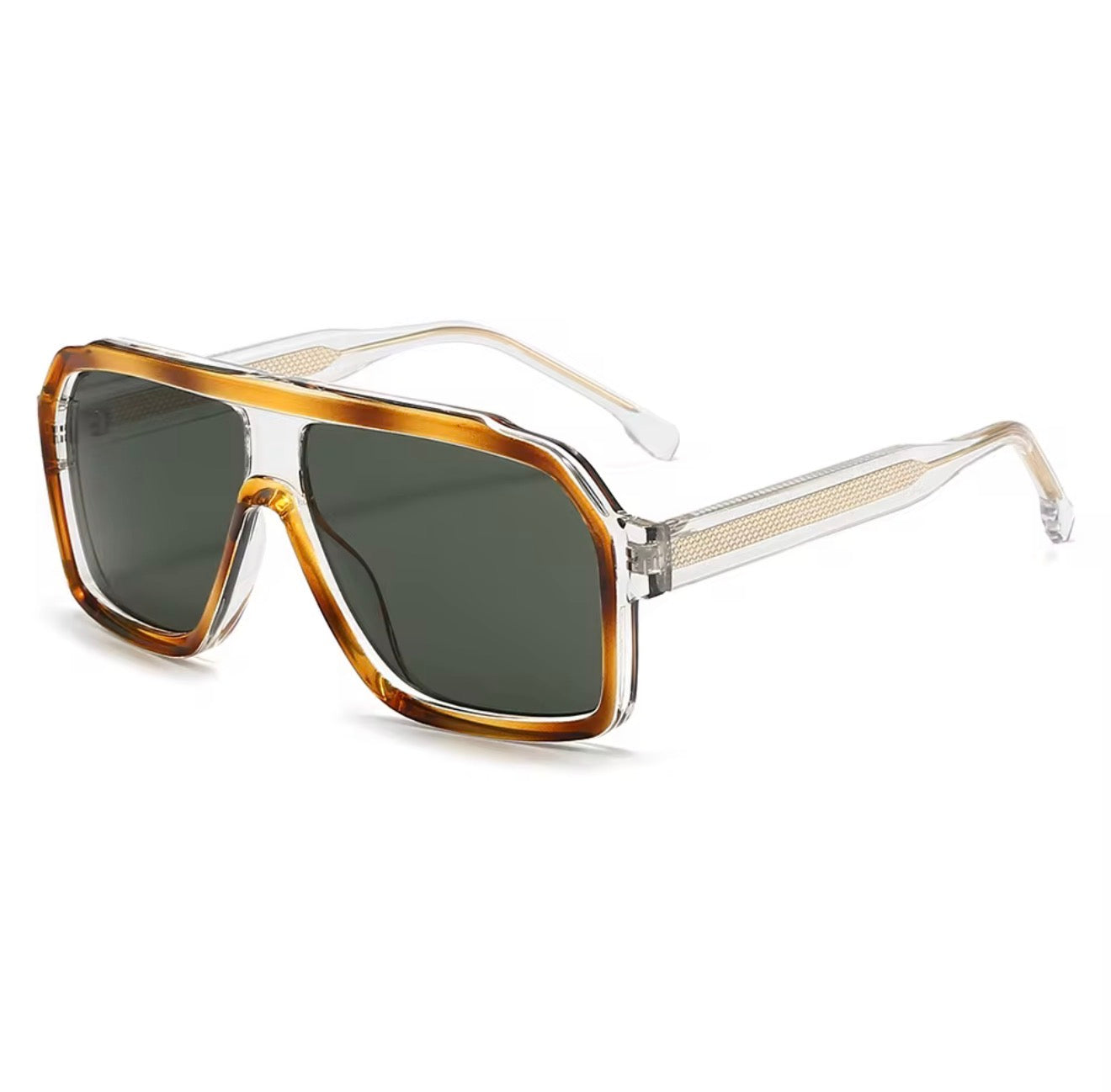 SQUARO Oversized Shield Sunglasses – Yellow Tea Gradient Lens, Square Flat-Top Frame, UV Protection