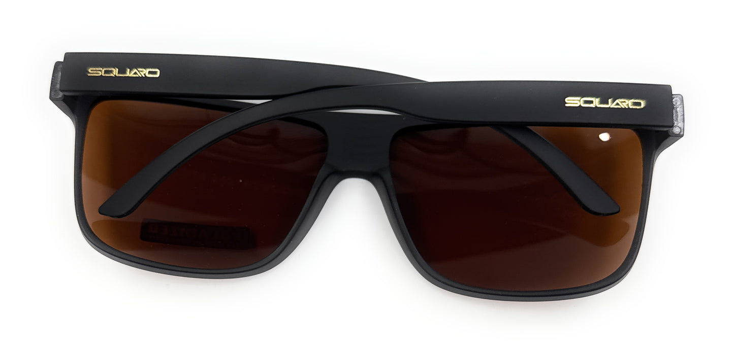 SQUARO TAC Polarized Sunglasses – Matte Black Frame with Soft Touch Rubber Coating | Premium UV400 Protection SQ20241529