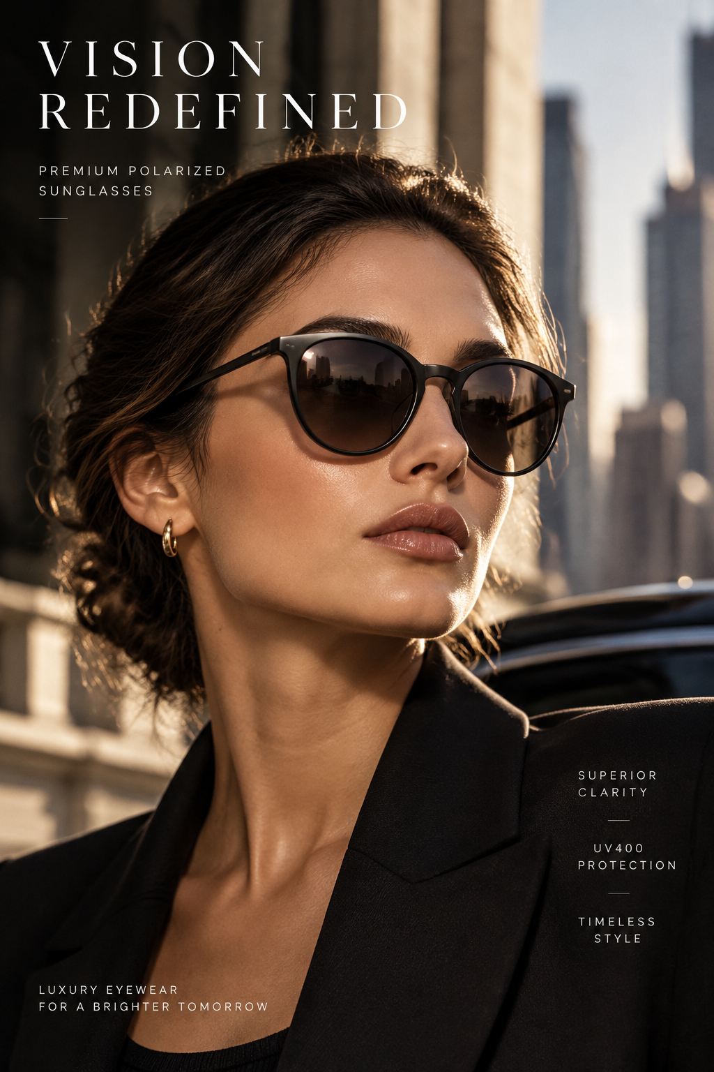 SQUARO Classic Round Polarized Sunglasses – Crystal Champagne Frame / Brown Lens

UVB- UVA SQ2026