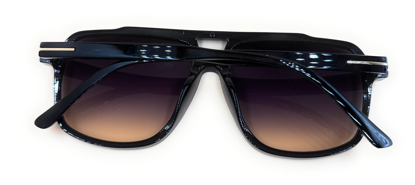 SQUARO SQ20261585 Oversized Square Sunglasses – Black premium PC Frame with Gradient Smoke Lenses