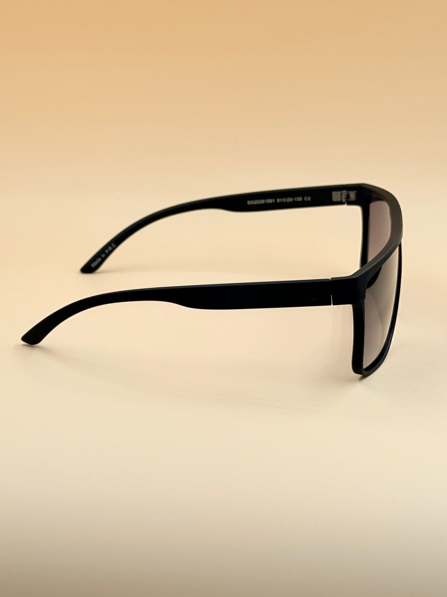 SQUARO TAC Polarized Sunglasses – Matte Black Frame with Soft Touch Rubber Coating | Premium UV400 Protection SQ20261591 61#20-135