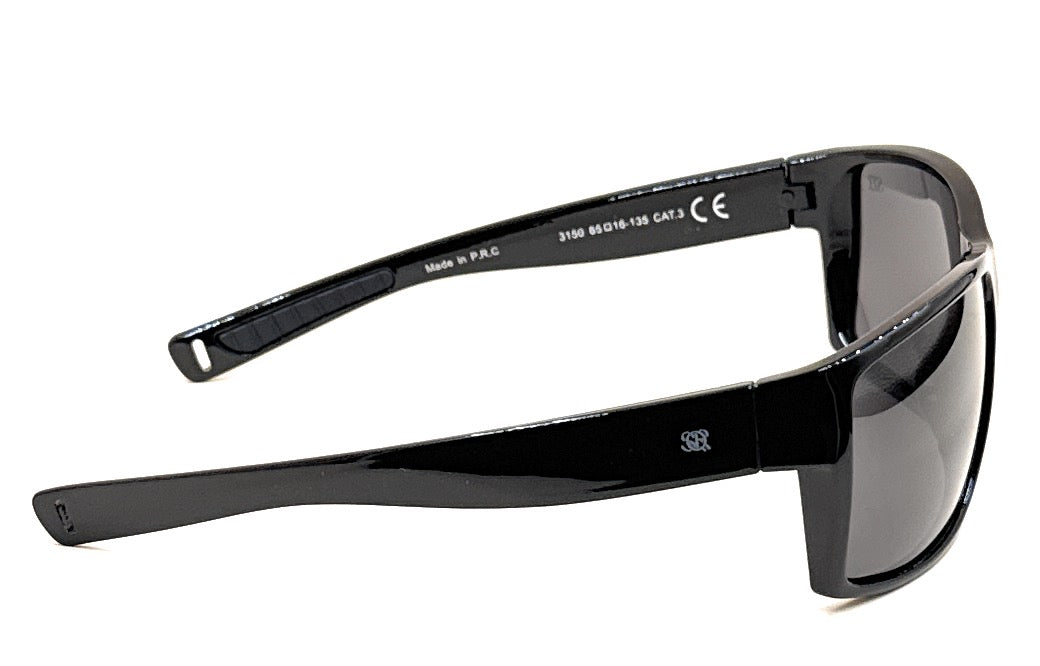 SQUARO 3150 Polarized Sport Sunglasses for Men – Matte Black Frame with Revo Polarized Lenses | UV400 Protection