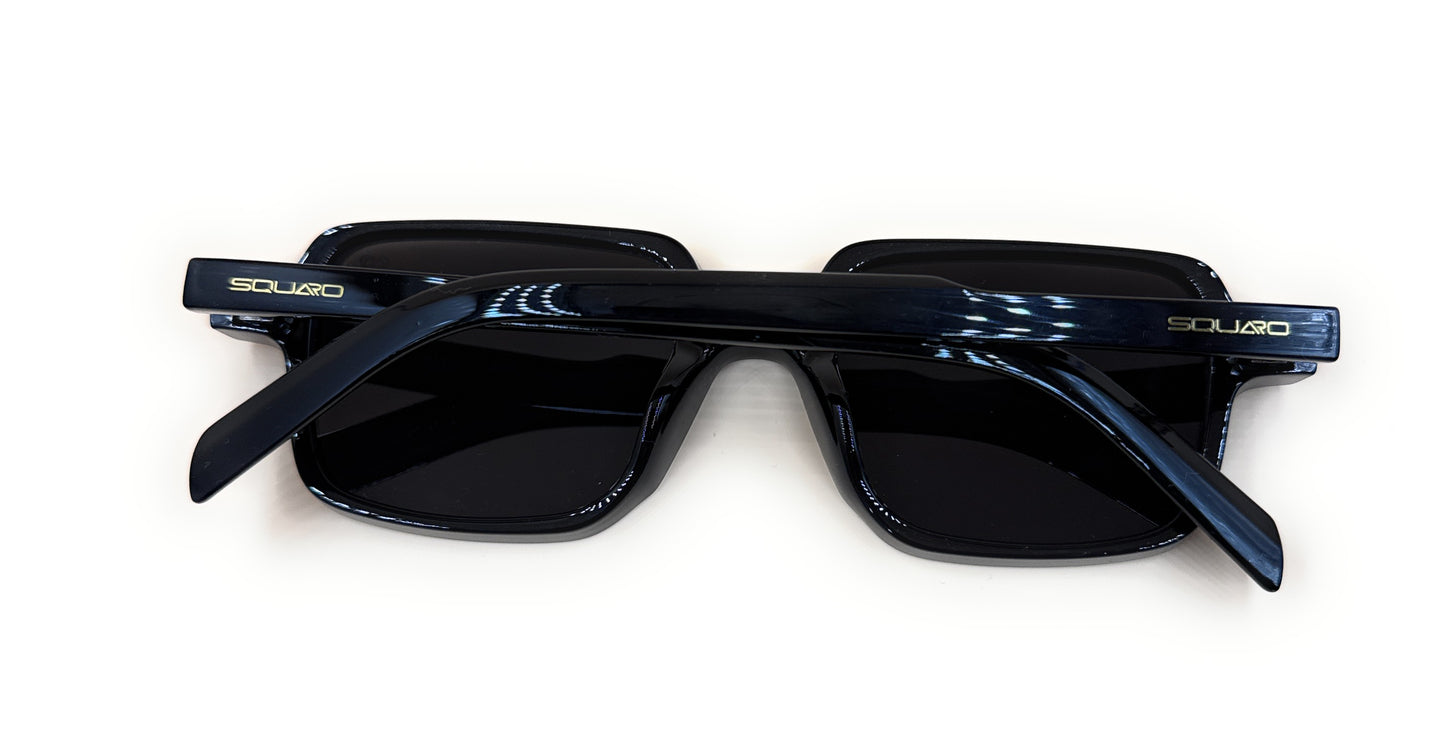 SQUARO SQ20261583 Rectangular Unisex Sunglasses – Classic Black Frame with Durable Flex Hinges