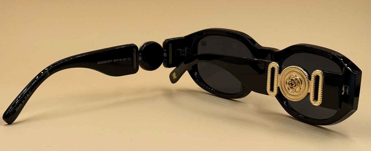 SQUARO Hexa Black – Polarized UV400 Unisex Hexagon Sunglasses | Premium PC + Metal Frame SQ20261577