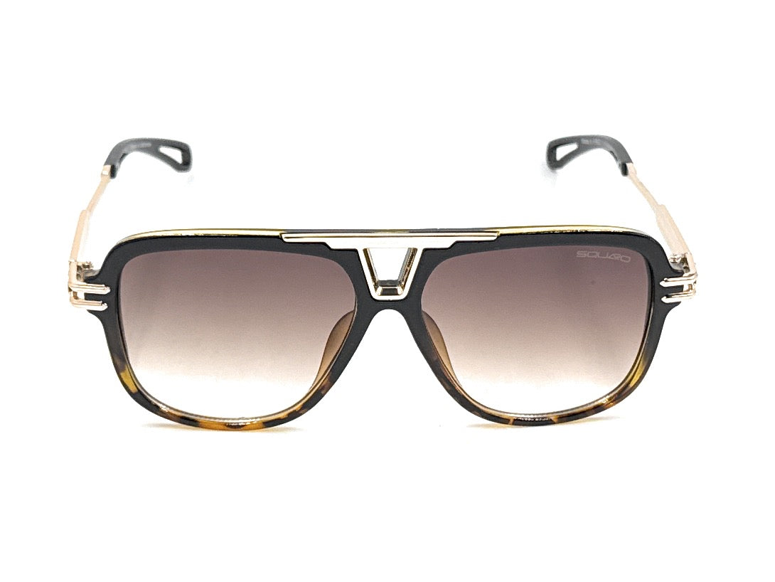 Squaro Plaid Accent Oversized Square Sunglasses – Black Frame with Gradient Brown Lenses      SQ20251570