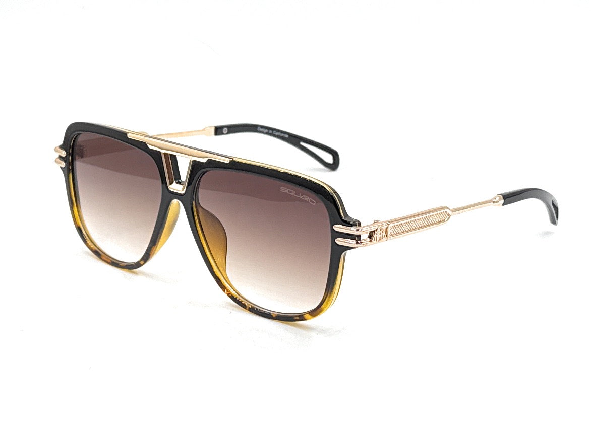 Squaro Plaid Accent Oversized Square Sunglasses – Black Frame with Gradient Brown Lenses      SQ20251570