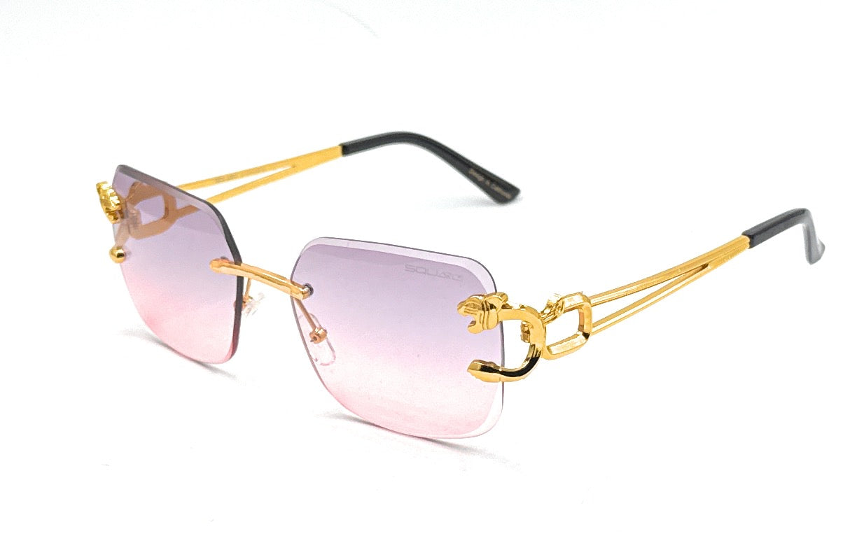 Luxury Rimless Geometric Sunglasses – Gradient Purple Lens | SQUARO Premium UVA- %100 protection SQ20251573