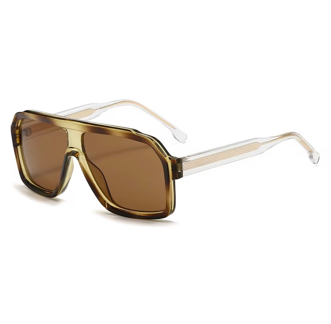 SQUARO Oversized Shield Sunglasses – Yellow Tea Gradient Lens, Square Flat-Top Frame, UV Protection