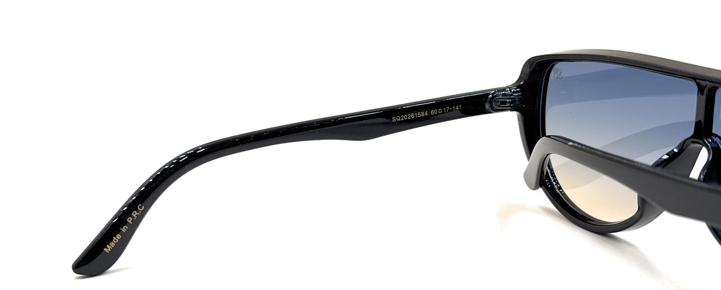 SQUARO Oversized Shield Sunglasses for Women – Glossy Black Frame with Gradient Smoke Lenses | SQ20261584