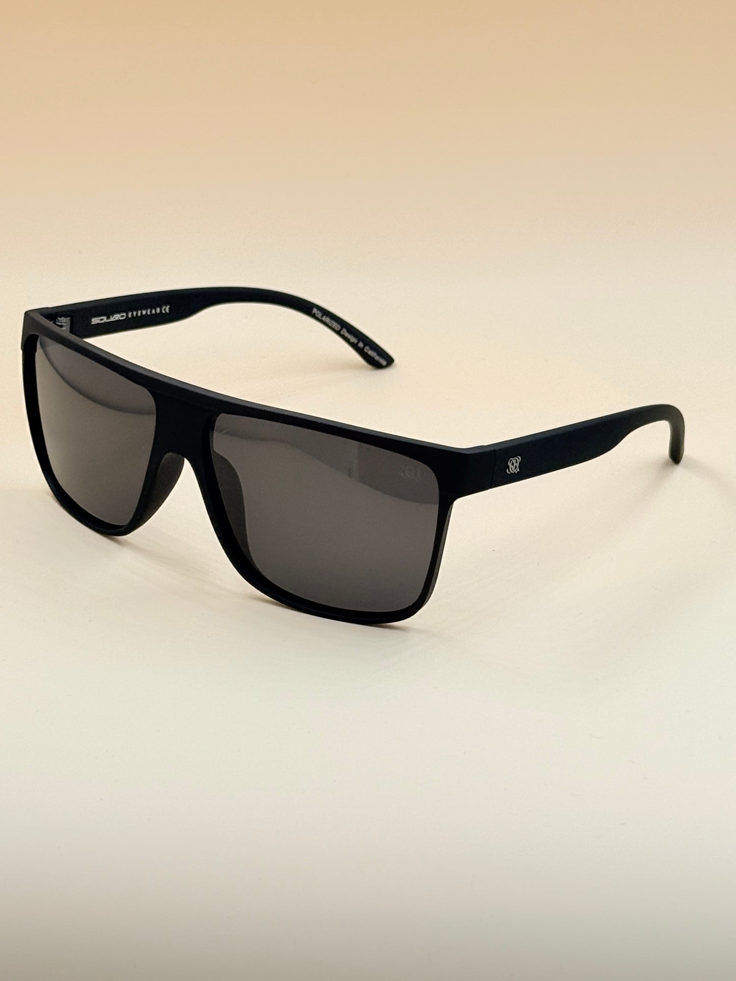 SQUARO TAC Polarized Sunglasses – Matte Black Frame with Soft Touch Rubber Coating | Premium UV400 Protection SQ20261591 61#20-135