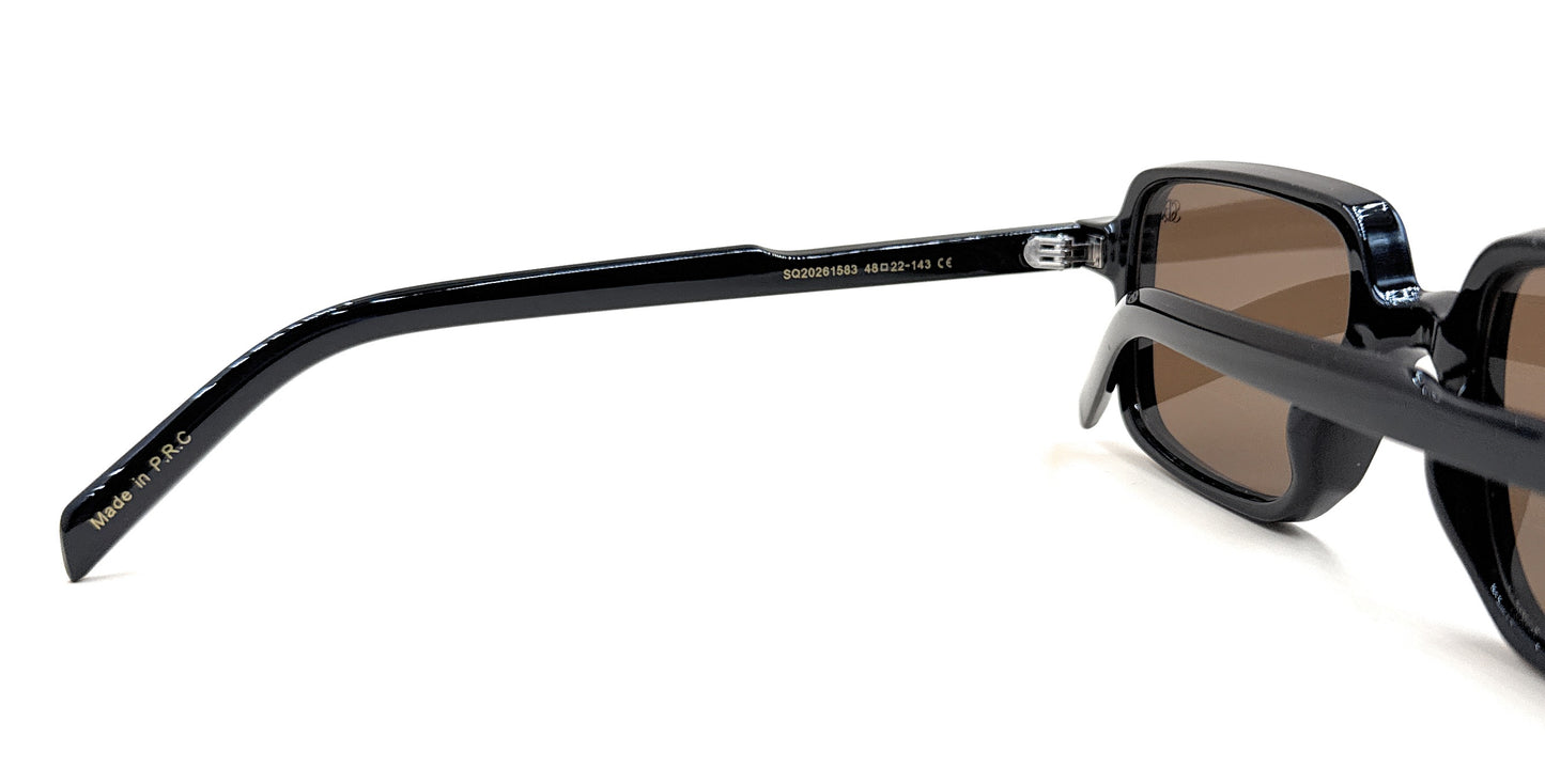 SQUARO SQ20261583 Rectangular Unisex Sunglasses – Classic Black Frame with Durable Flex Hinges