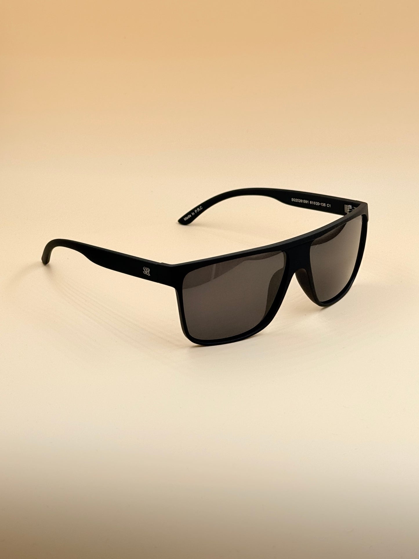 SQUARO TAC Polarized Sunglasses – Matte Black Frame with Soft Touch Rubber Coating | Premium UV400 Protection SQ20261591 61#20-135