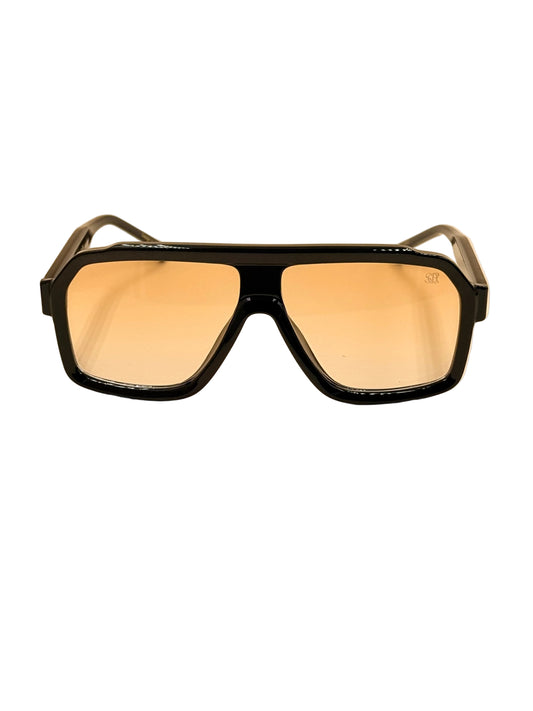SQUARO Oversized Shield Sunglasses – Yellow Tea Gradient Lens, Square Flat-Top Frame, UV Protection