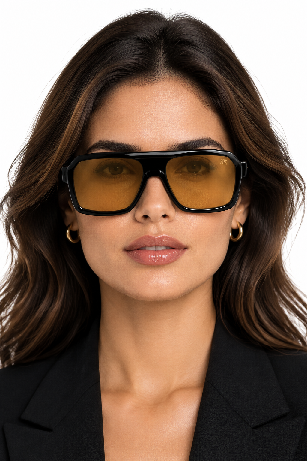 SQUARO Oversized Shield Sunglasses – Yellow Tea Gradient Lens, Square Flat-Top Frame, UV Protection