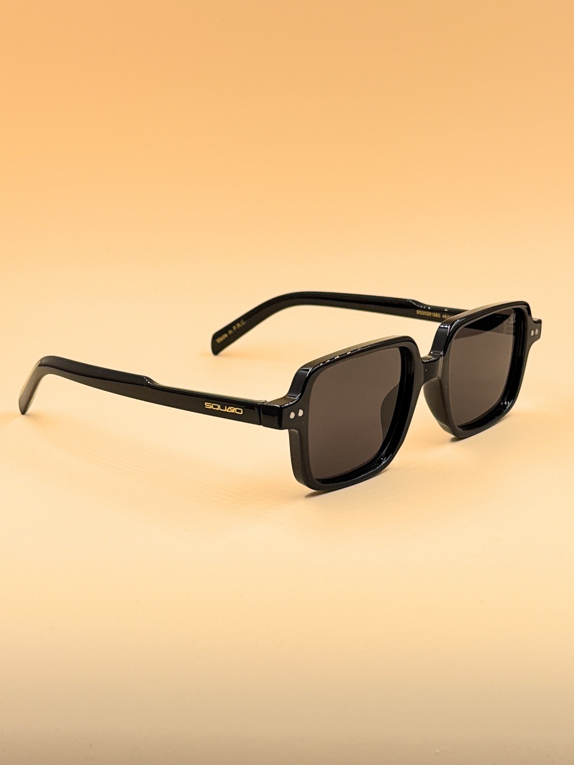 SQUARO SQ20261583 Rectangular Unisex Sunglasses – Classic Black Frame with Durable Flex Hinges