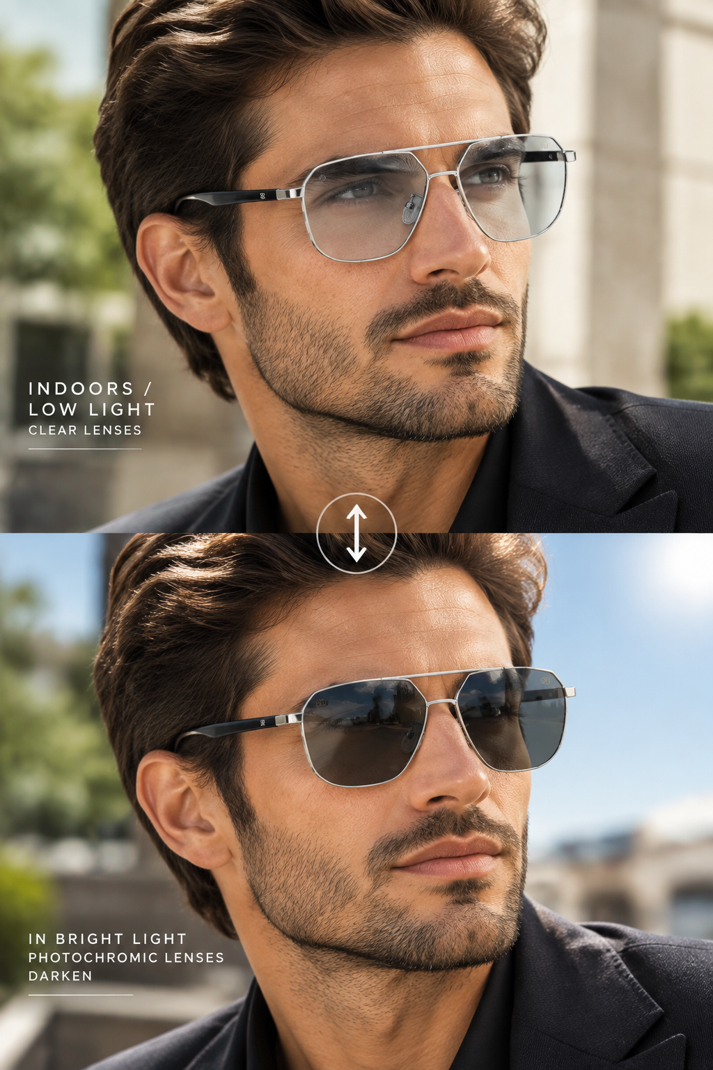 SQUARO Polarized Photochromic Rectangular Sunglasses – TR90 + Metal Frame | UV400 Protection High Quality Light weight SQ20261611Rectangular wrap