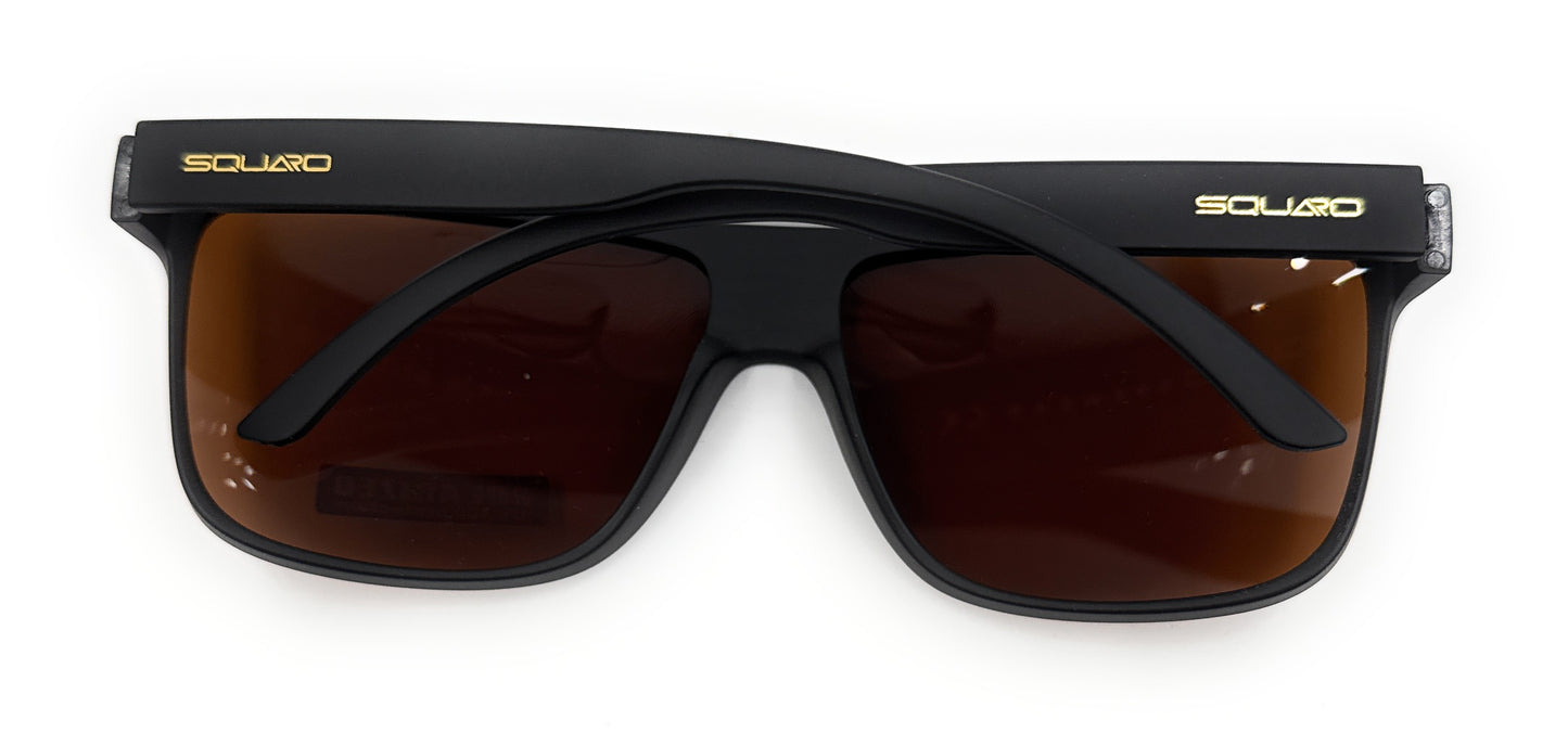 SQUARO TAC Polarized Sunglasses – Matte Black Frame with Soft Touch Rubber Coating | Premium UV400 Protection SQ20241529