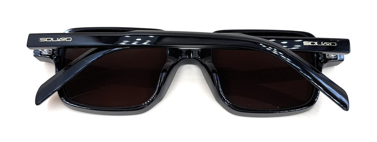 SQUARO SQ20261583 Rectangular Unisex Sunglasses – Classic Black Frame with Durable Flex Hinges