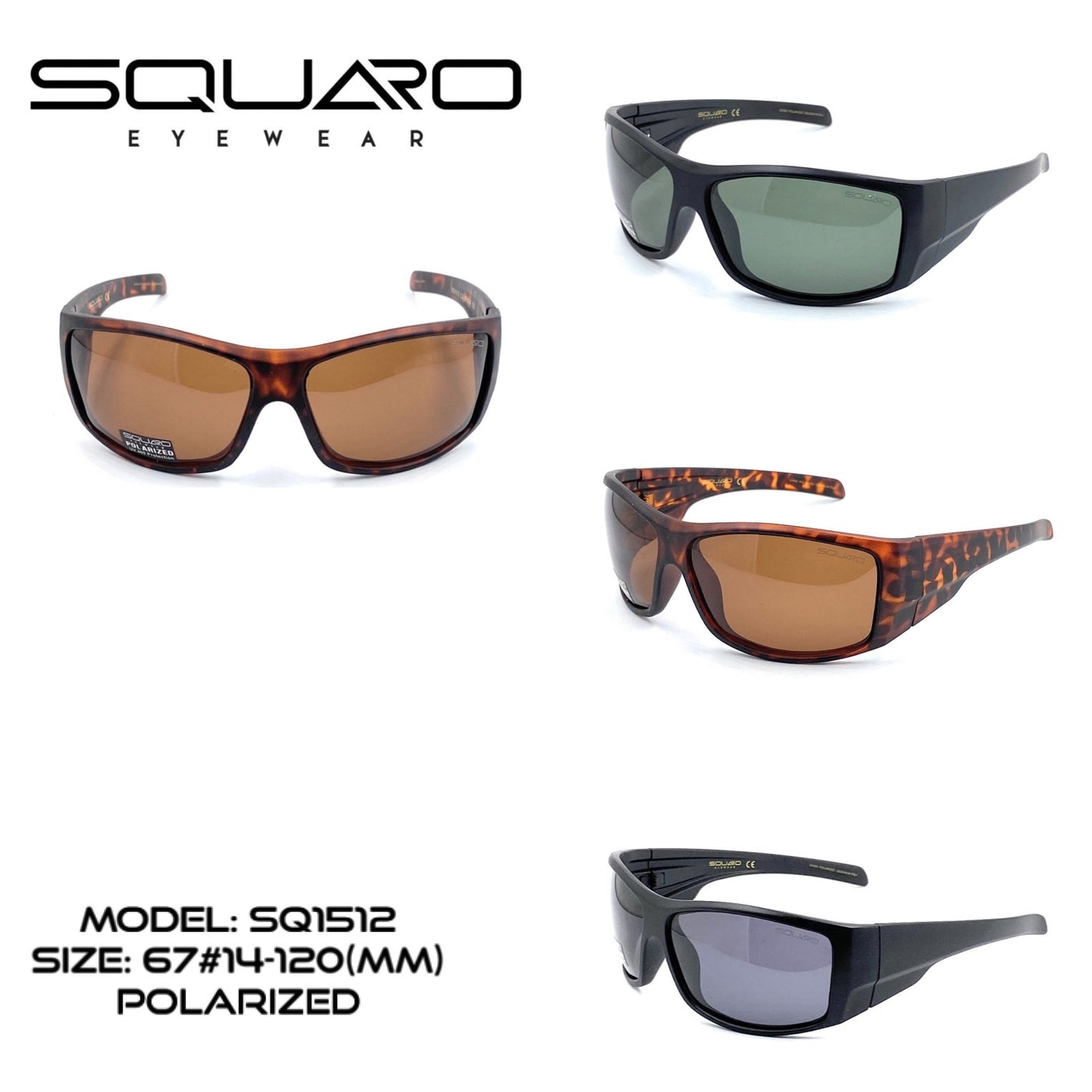 3 PACKS SQUARO Polarized Sunglasses Men Women UVB- UVA 400 Driving Fishing Biking Hiking Boating SQ1512