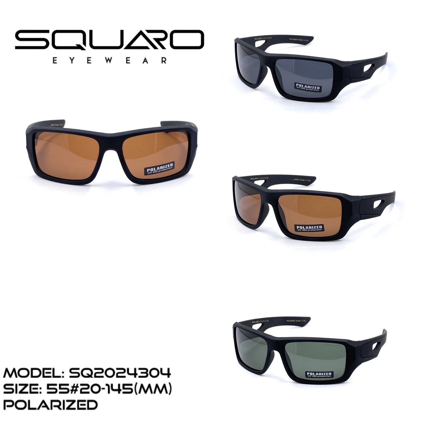 3Packs SQUARO Polarized Sunglasses Men Women Driving Fishing Biking Hiking UVB-UVA 400 SQ2024304 wrap